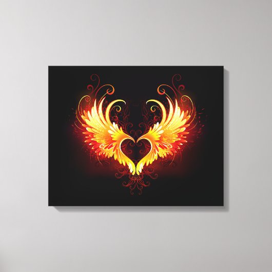 Angel Fire Heart with Wings Leinwanddruck (Vorderseite)