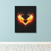 Angel Fire Heart with Wings Leinwanddruck (Insitu (Holzboden))