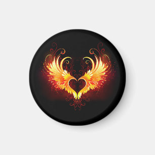 Angel Fire Heart with Wings Magnet