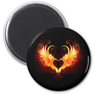 Angel Fire Heart with Wings Magnet