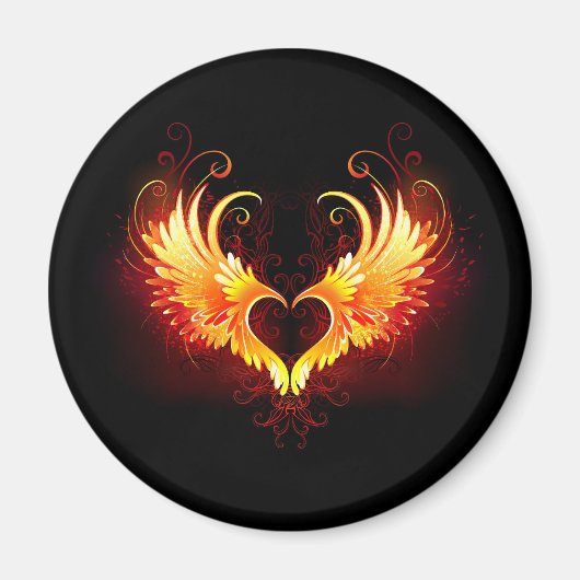 Angel Fire Heart with Wings Magnet (Vorne)