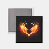 Angel Fire Heart with Wings Magnet (Vorderseite/Rückseite)