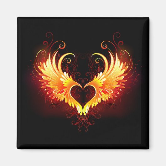 Angel Fire Heart with Wings Magnet (Vorne)