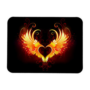 Angel Fire Heart with Wings Magnet
