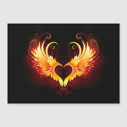 Angel Fire Heart with Wings Magneteinladung (Vorderseite)