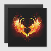 Angel Fire Heart with Wings Magneteinladung (Vorne/Hinten)