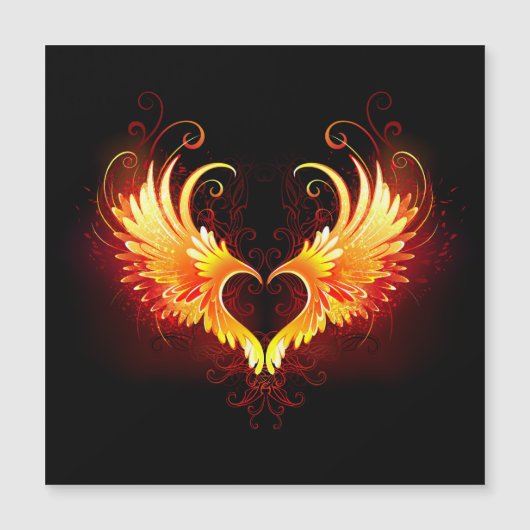Angel Fire Heart with Wings Magneteinladung (Vorderseite)