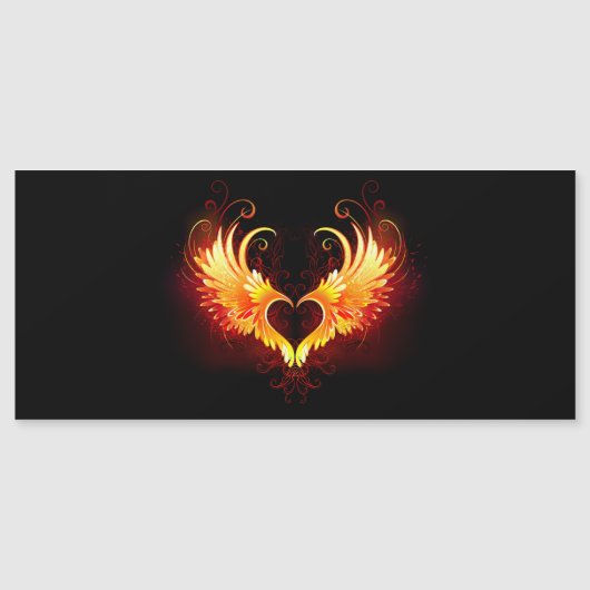 Angel Fire Heart with Wings Magneteinladung (Vorderseite)