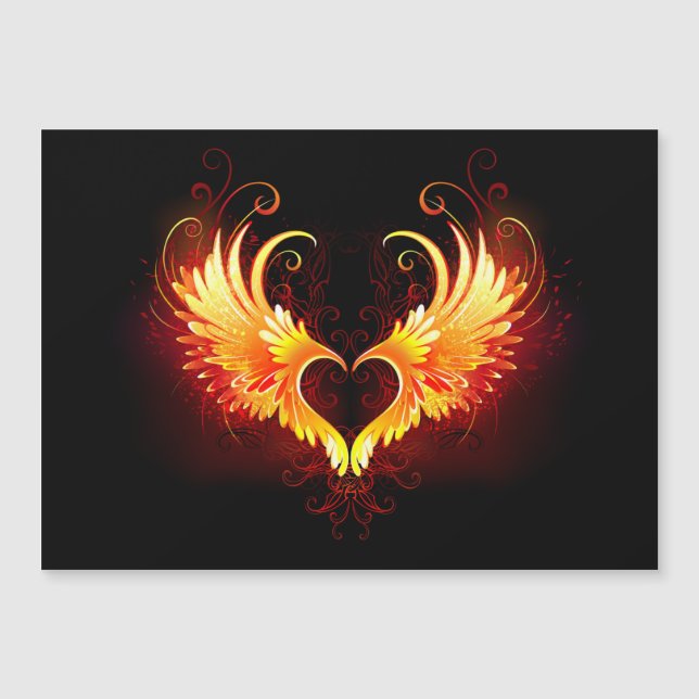 Angel Fire Heart with Wings Magnetkarte (Vorderseite)