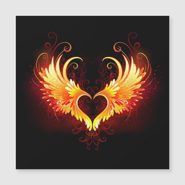 Angel Fire Heart with Wings Magnetkarte (Vorderseite)