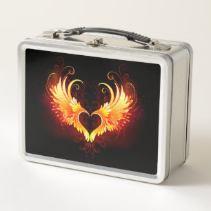 Angel Fire Heart with Wings Metall Brotdose