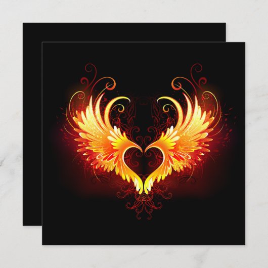 Angel Fire Heart with Wings Mitteilungskarte (Vorne/Hinten)