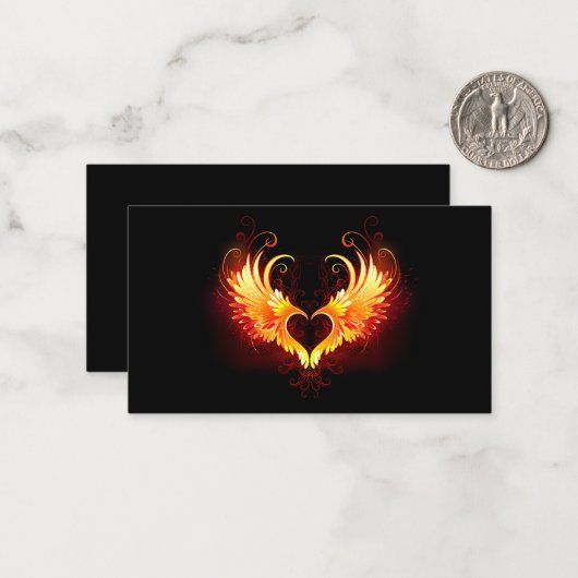 Angel Fire Heart with Wings Mitteilungskarte (Vorderseite/Rückseite Beispiel)