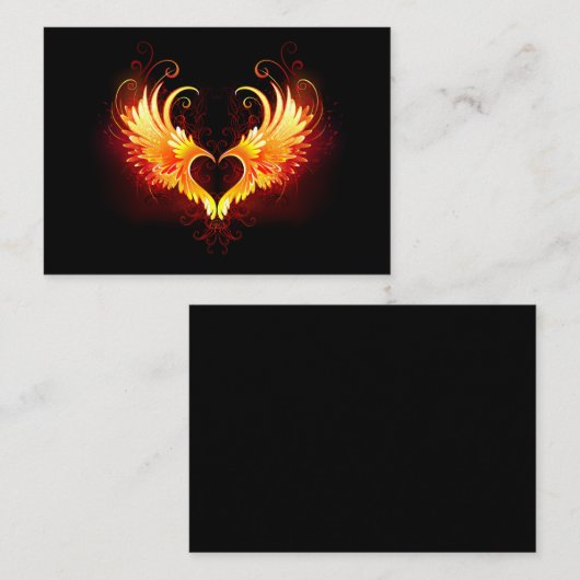 Angel Fire Heart with Wings Mitteilungskarte (Vorne/Hinten)