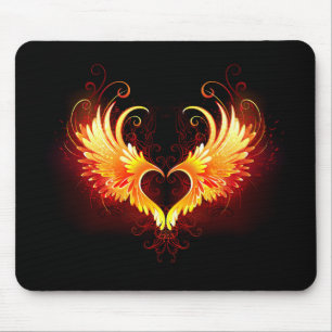 Angel Fire Heart with Wings Mousepad