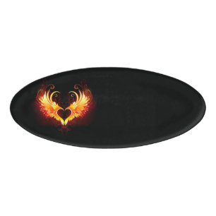 Angel Fire Heart with Wings Namenschild