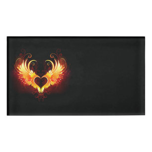 Angel Fire Heart with Wings Namenschild
