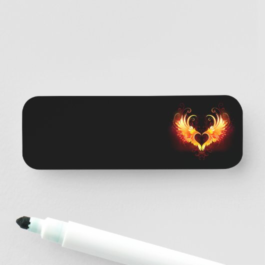 Angel Fire Heart with Wings Namensschild (Beispiel)