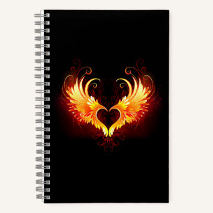 Angel Fire Heart with Wings Notizblock
