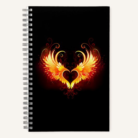 Angel Fire Heart with Wings Notizblock (Vorderseite)