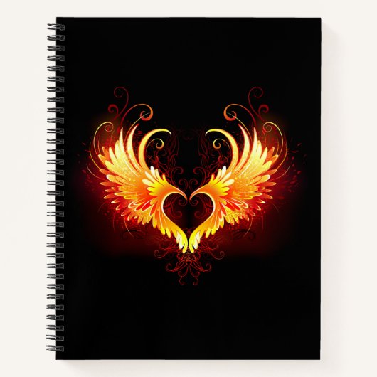Angel Fire Heart with Wings Notizblock (Vorderseite)