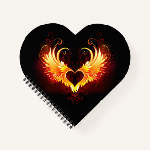 Angel Fire Heart with Wings Notizblock
