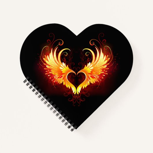 Angel Fire Heart with Wings Notizblock (Vorderseite)