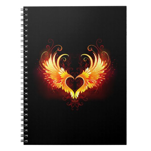 Angel Fire Heart with Wings Notizblock (Vorderseite)