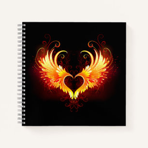 Angel Fire Heart with Wings Notizblock