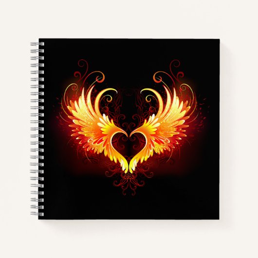 Angel Fire Heart with Wings Notizblock (Vorderseite)