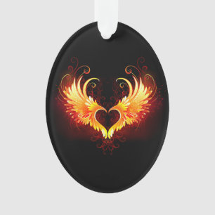Angel Fire Heart with Wings Ornament