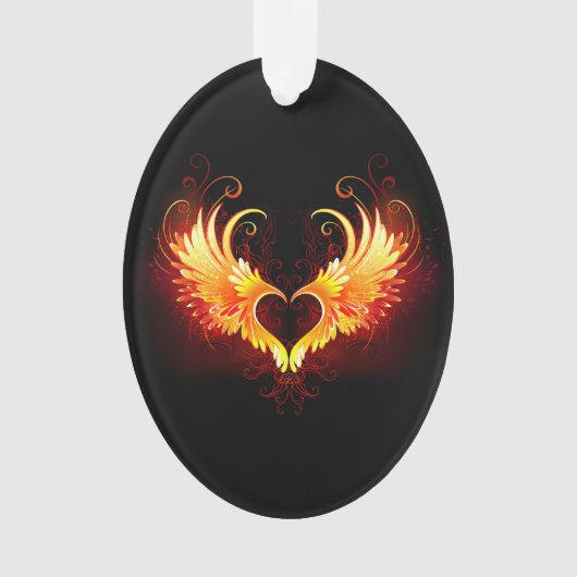 Angel Fire Heart with Wings Ornament (Vorderseite)