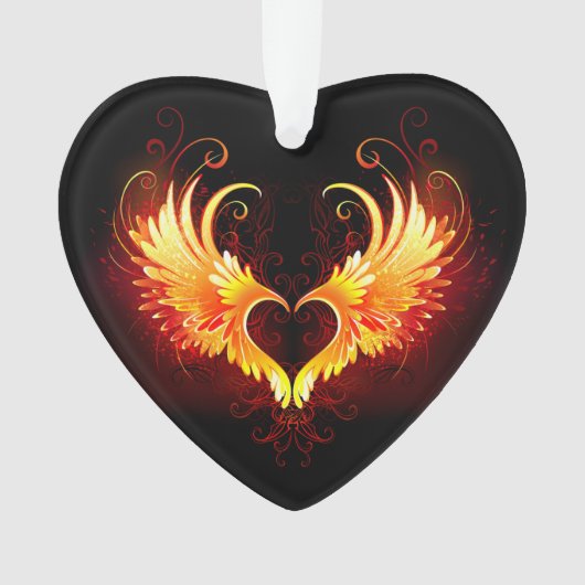 Angel Fire Heart with Wings Ornament (Vorderseite)