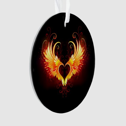 Angel Fire Heart with Wings Ornament (Vorderseite)