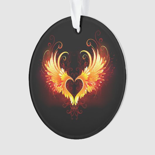 Angel Fire Heart with Wings Ornament (Vorderseite)