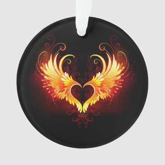 Angel Fire Heart with Wings Ornament (Vorderseite)