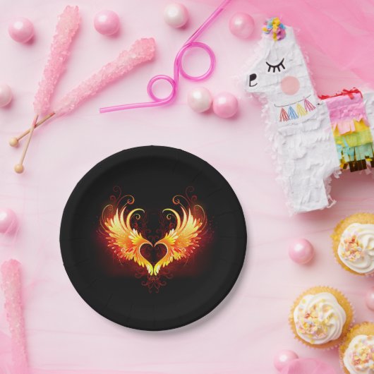 Angel Fire Heart with Wings Pappteller (Party)
