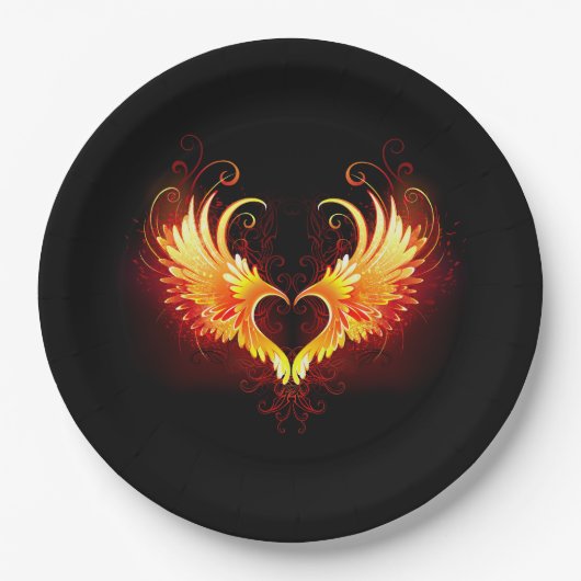 Angel Fire Heart with Wings Pappteller (Vorderseite)