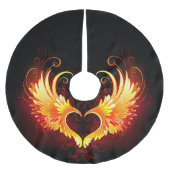 Angel Fire Heart with Wings Polyester Weihnachtsbaumdecke (Vorderseite)