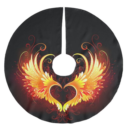 Angel Fire Heart with Wings Polyester Weihnachtsbaumdecke (Vorderseite)