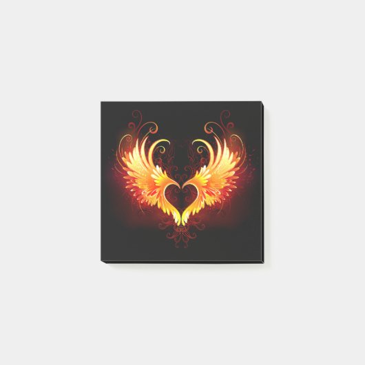 Angel Fire Heart with Wings Post-it Klebezettel (Vorderseite)