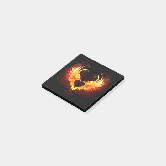 Angel Fire Heart with Wings Post-it Klebezettel (angewinkelt)