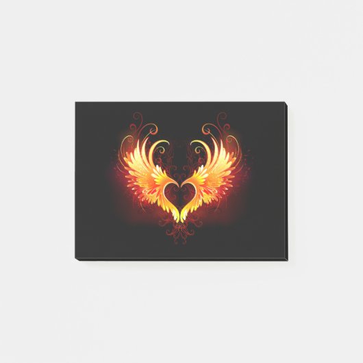 Angel Fire Heart with Wings Post-it Klebezettel (Vorderseite)
