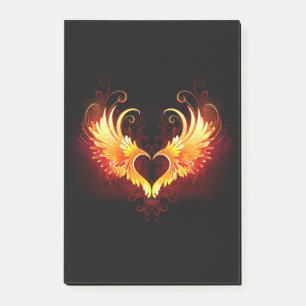 Angel Fire Heart with Wings Post-it Klebezettel