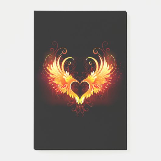Angel Fire Heart with Wings Post-it Klebezettel (Vorderseite)