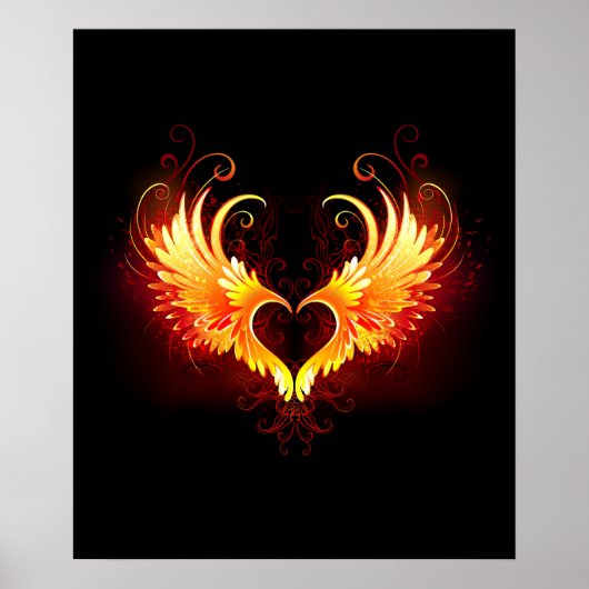 Angel Fire Heart with Wings Poster (Vorne)