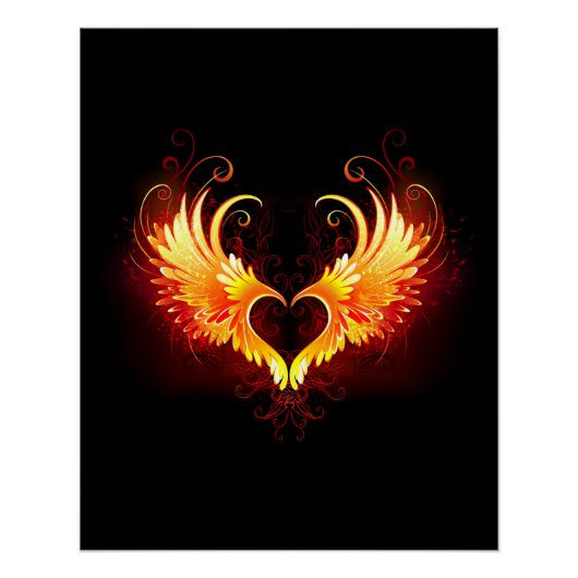Angel Fire Heart with Wings Poster (Vorderseite)