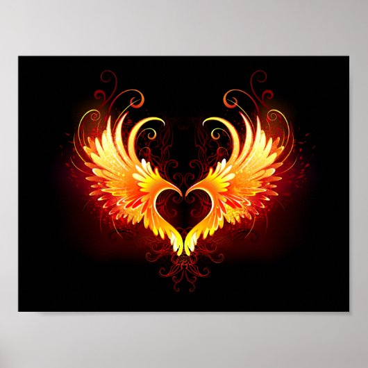 Angel Fire Heart with Wings Poster (Vorne)