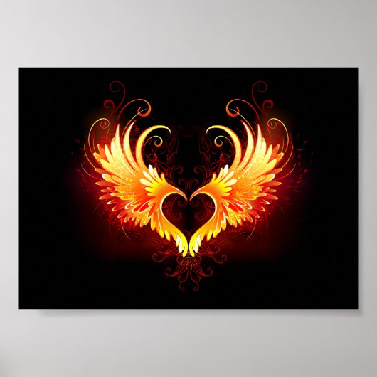 Angel Fire Heart with Wings Poster (Vorne)