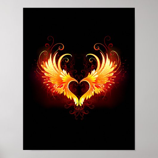 Angel Fire Heart with Wings Poster (Vorne)